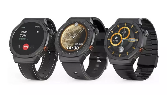 Haino Teko RW-41 Smartwatch – Stainless Steel with 3 Straps & Wireless Charging ©